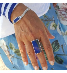 bracelet argent et lapis lazuli