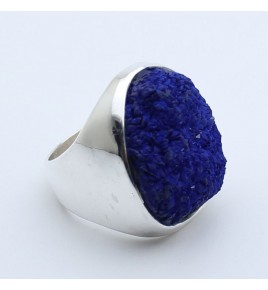 bague argent et azurite  bleue