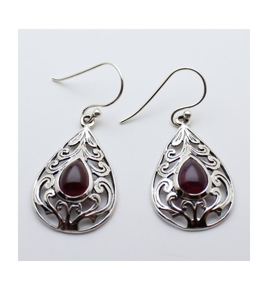 boucles argent et grenat boucles argent et grenat