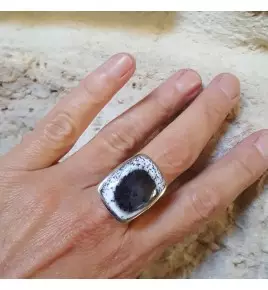 bague argent et agate dendritique