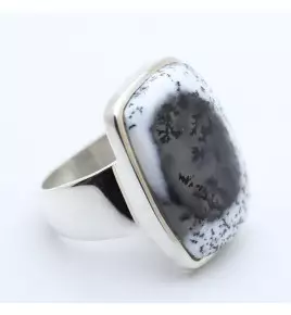 bague argent et agate dendritique