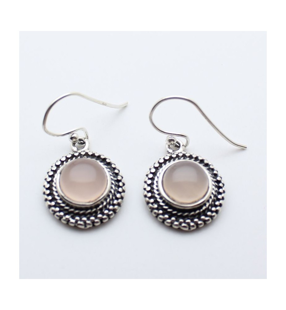 boucles doreilles argent et quartz rose boucles doreilles argent et quartz rose