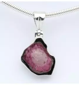 pendentif argent et tourmaline melon d'eau