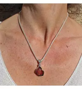 pendentif argent et tourmaline melon d'eau