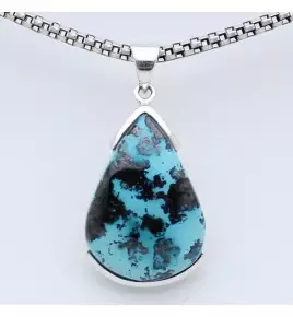 pendentif argent 925 et azurite sur hématite