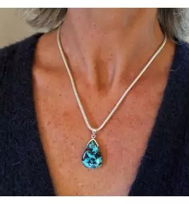 pendentif argent 925 et azurite sur hématite