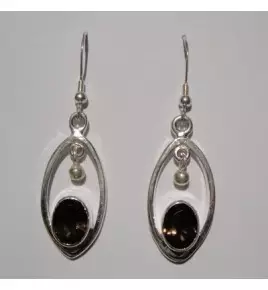 Boucles d'oreilles argent et quartz fume