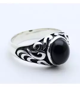 bague argent onyx homme