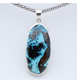 pendentif argent et azurite