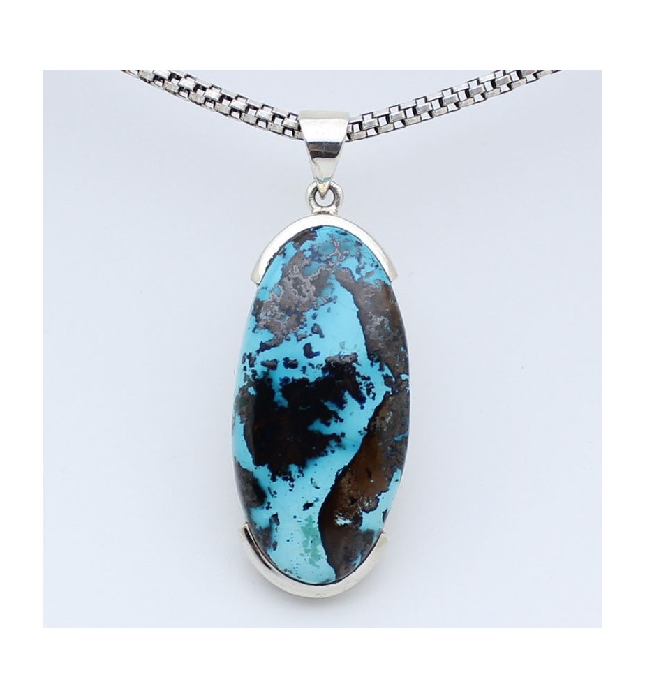 pendentif argent et azurite