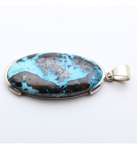 pendentif argent et pierre bleue
