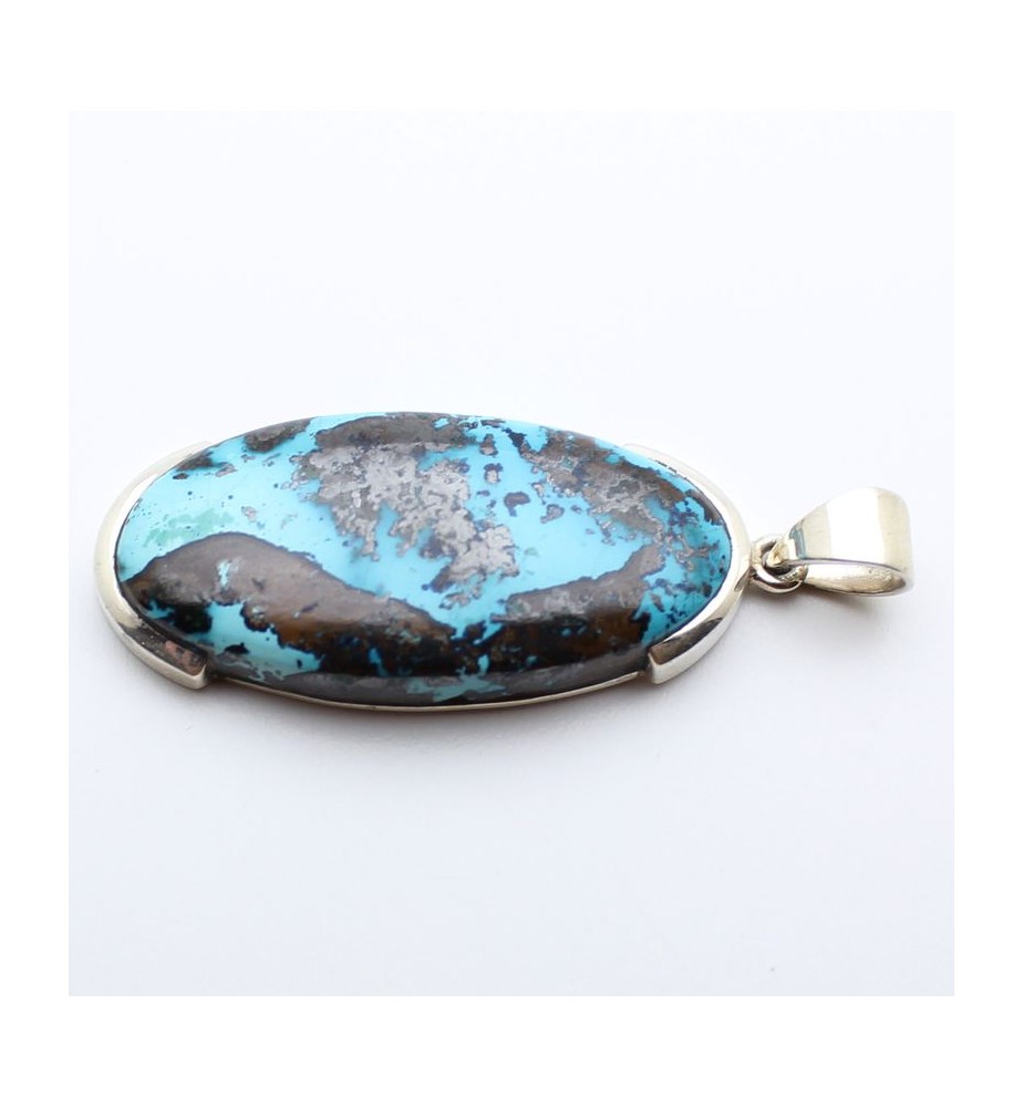 pendentif argent et pierre bleue
