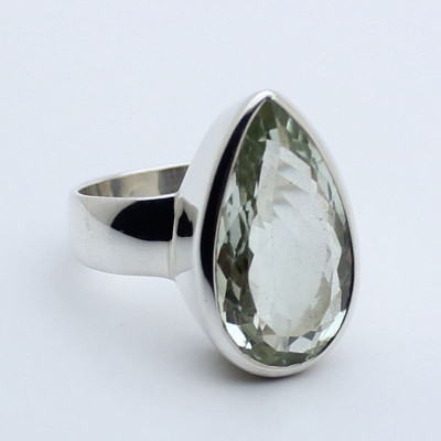 bague argent et prasiolite