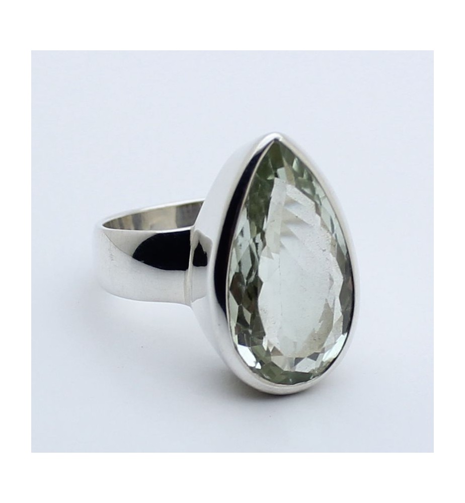 bague argent et prasiolite