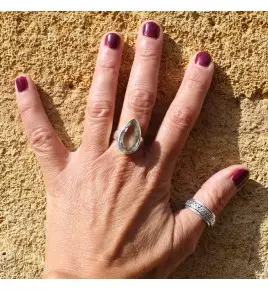 bague argent et prasiolite