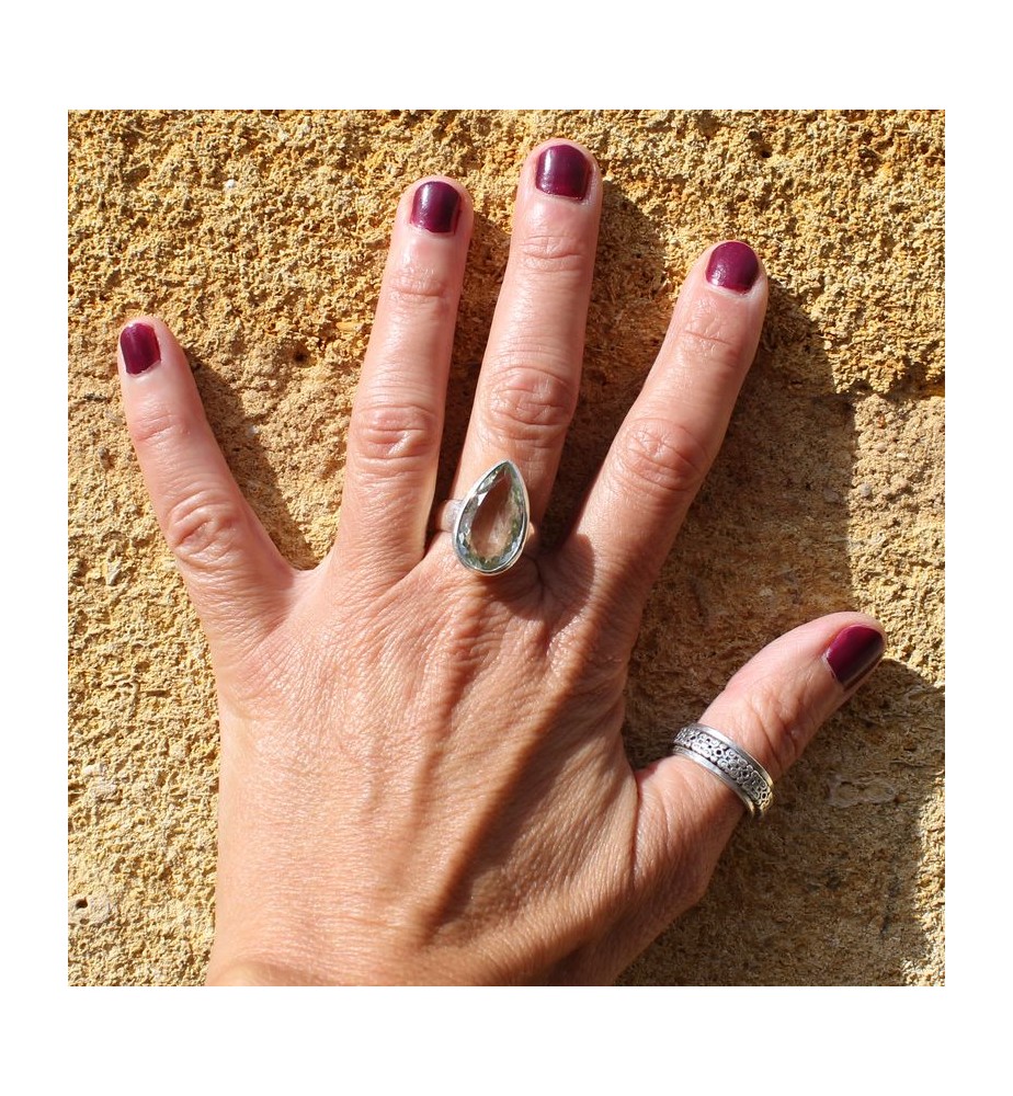 bague argent 925 et prasiolite
