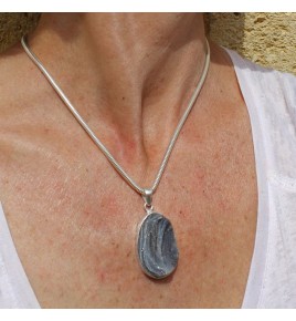 pendentif argent 925 et calcédoine