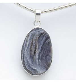pendentif argent et calcédoine