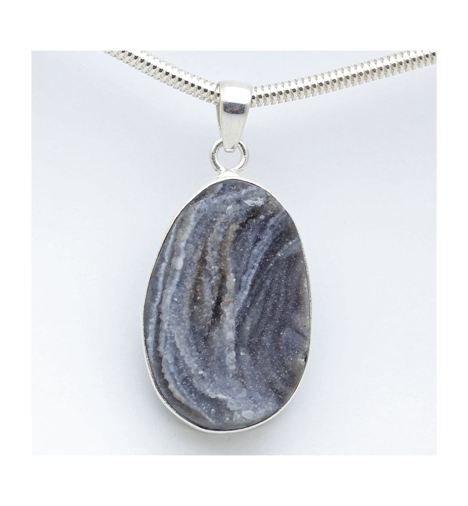 pendentif argent et calcédoine