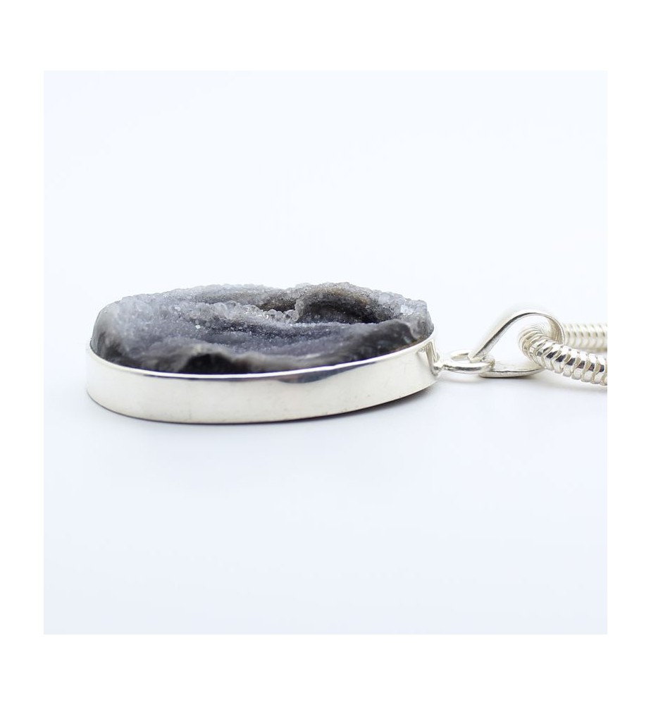 pendentif argent et pierre bleue