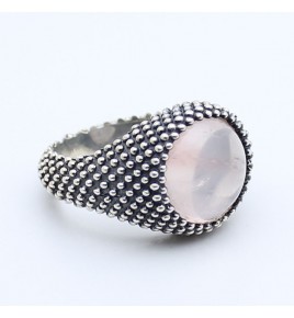 bague argent et quartz rose