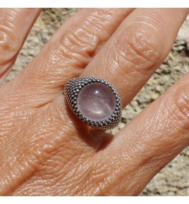 bague argent quartz rose