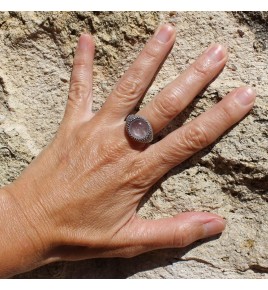 bague argent 925 et quartz rose