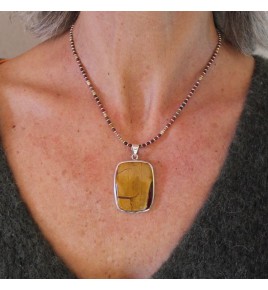 pendentif argent 925 et jaspe mokaïte