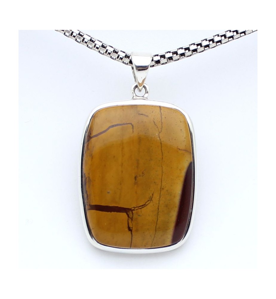 pendentif argent et jaspe mokaïte