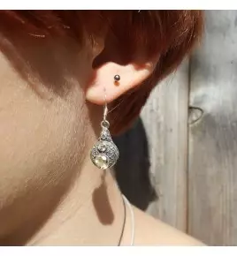 boucles d'oreilles argent et pierre jaune
