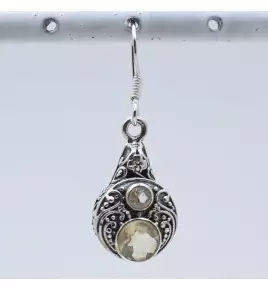 boucles d'oreilles argent et quartz lemon