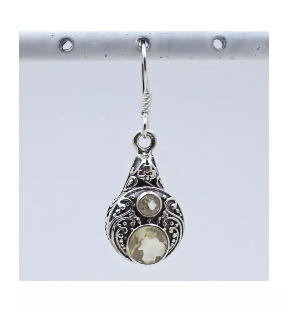 boucles d'oreilles argent et quartz lemon boucles d'oreilles argent et quartz lemon