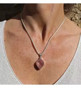 pendentif argent 925 et tourmaline rose