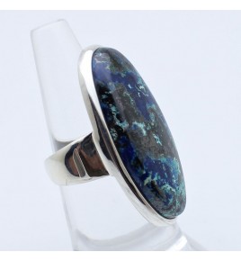 bague argent et azurite