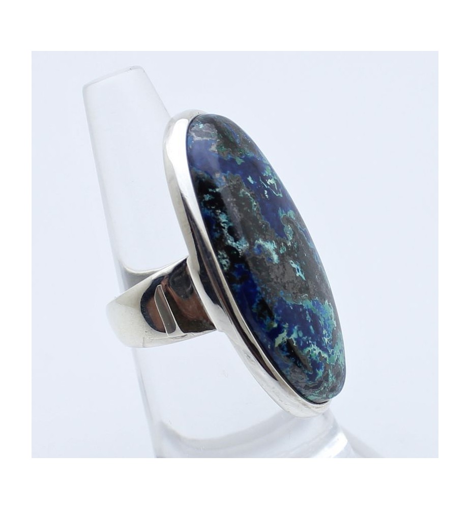 bague argent et azurite