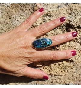 bague argent 925 et azurite