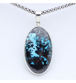 pendentif argent et azurite