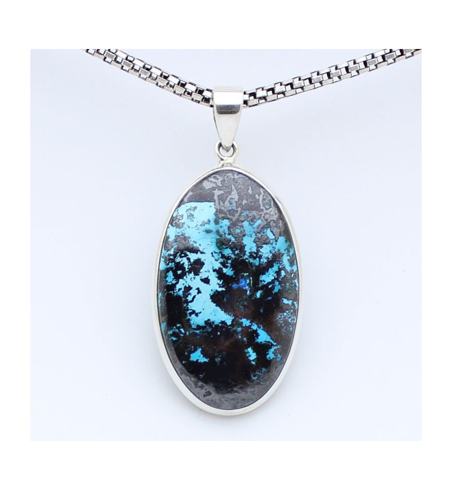 pendentif argent et azurite