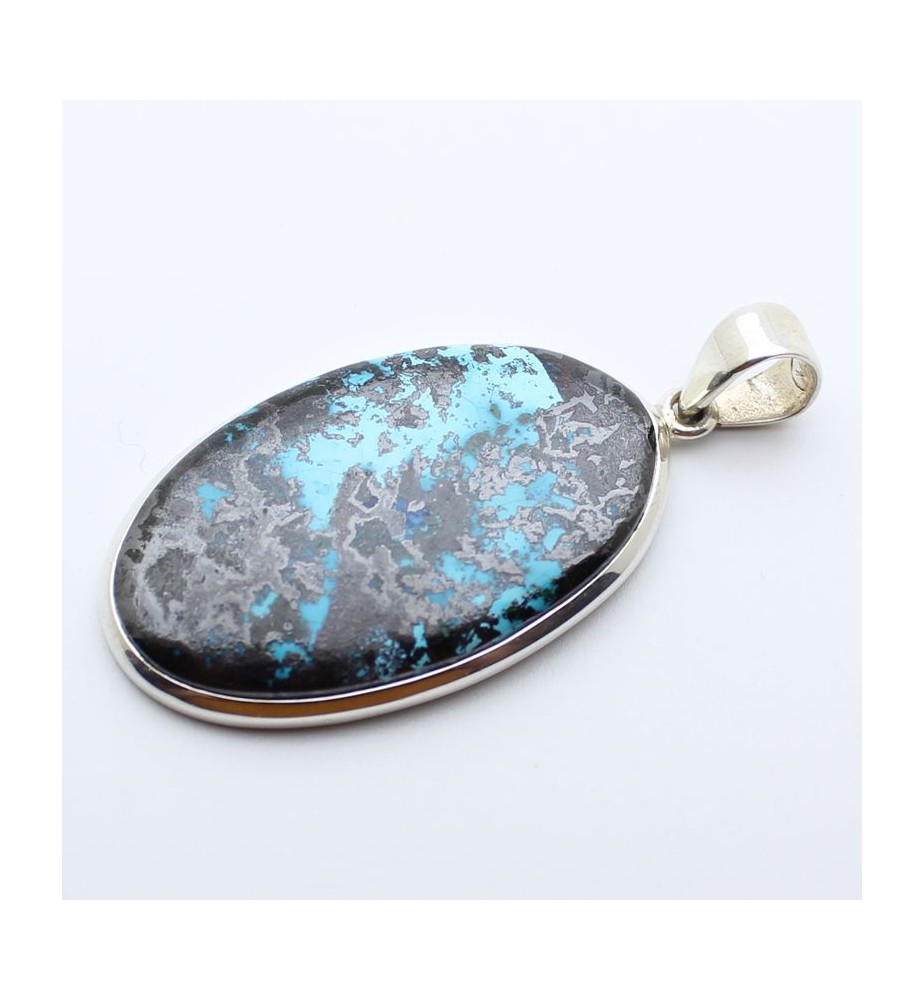 Pendentif En Hématite Sur Argent 925, Forme Rectangle, Pierre Noire 4,8g