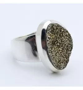 bague argent et pyrite