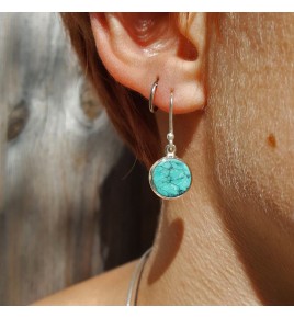 boucles d'oreilles argent et turquoise