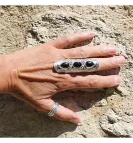 bague argent et onyx