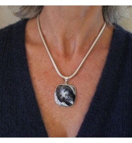pendentif argent 925 et agate dendritique