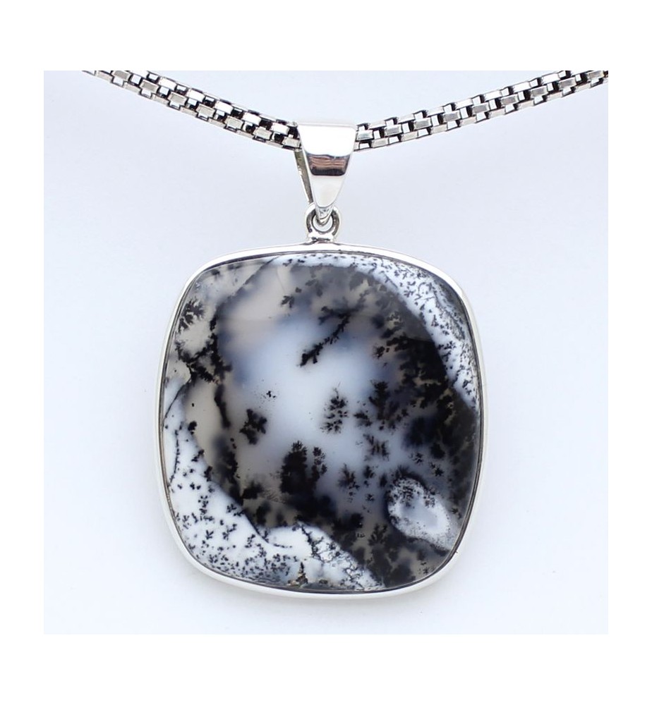 pendentif argent et agate dendritique