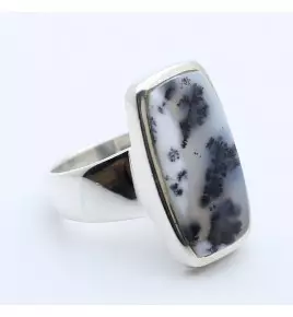 bague argent et agate dendritique