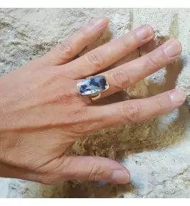 bague argent et agate dendritique