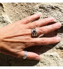 bague argent et grenat