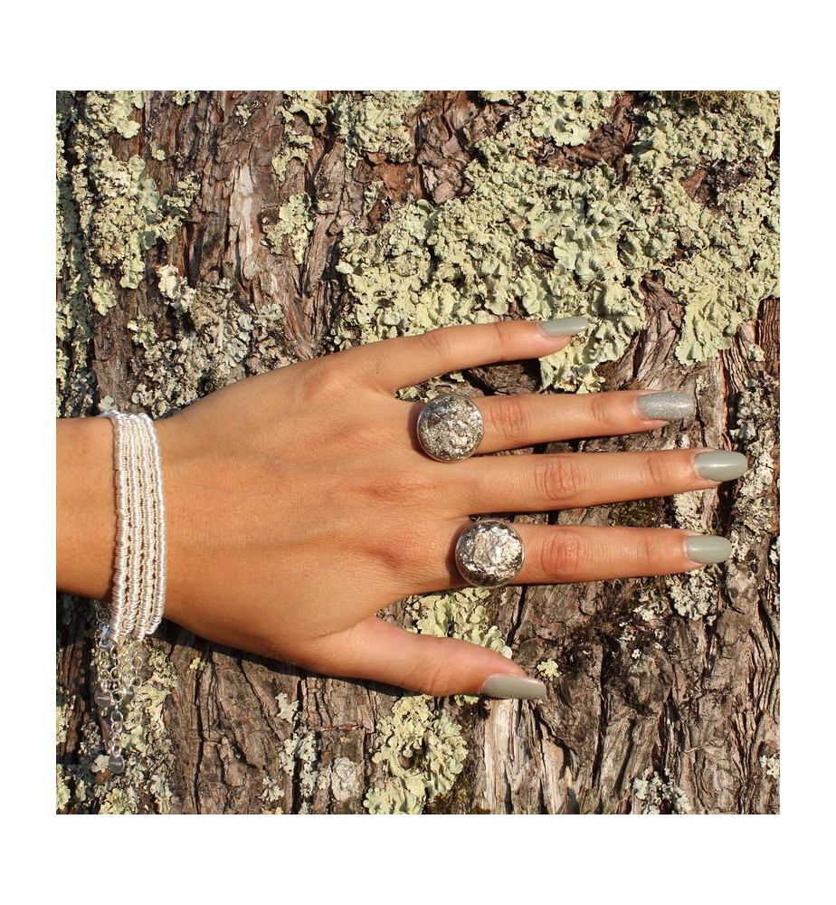 bague argent 925 et pyrite