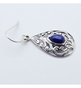 pendants d'oreilles argent et lapis lazuli