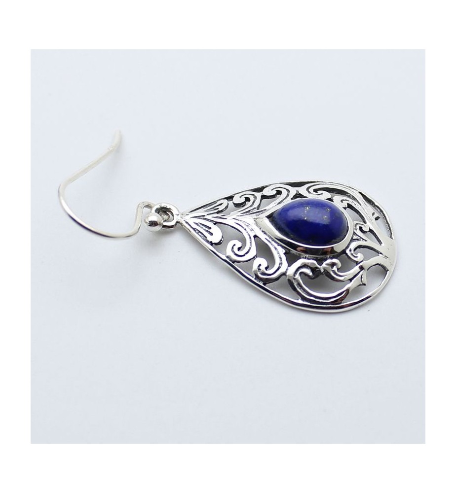 pendants d'oreilles argent et lapis lazuli